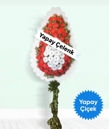Yapay Çelenk Kırmızı Beyaz